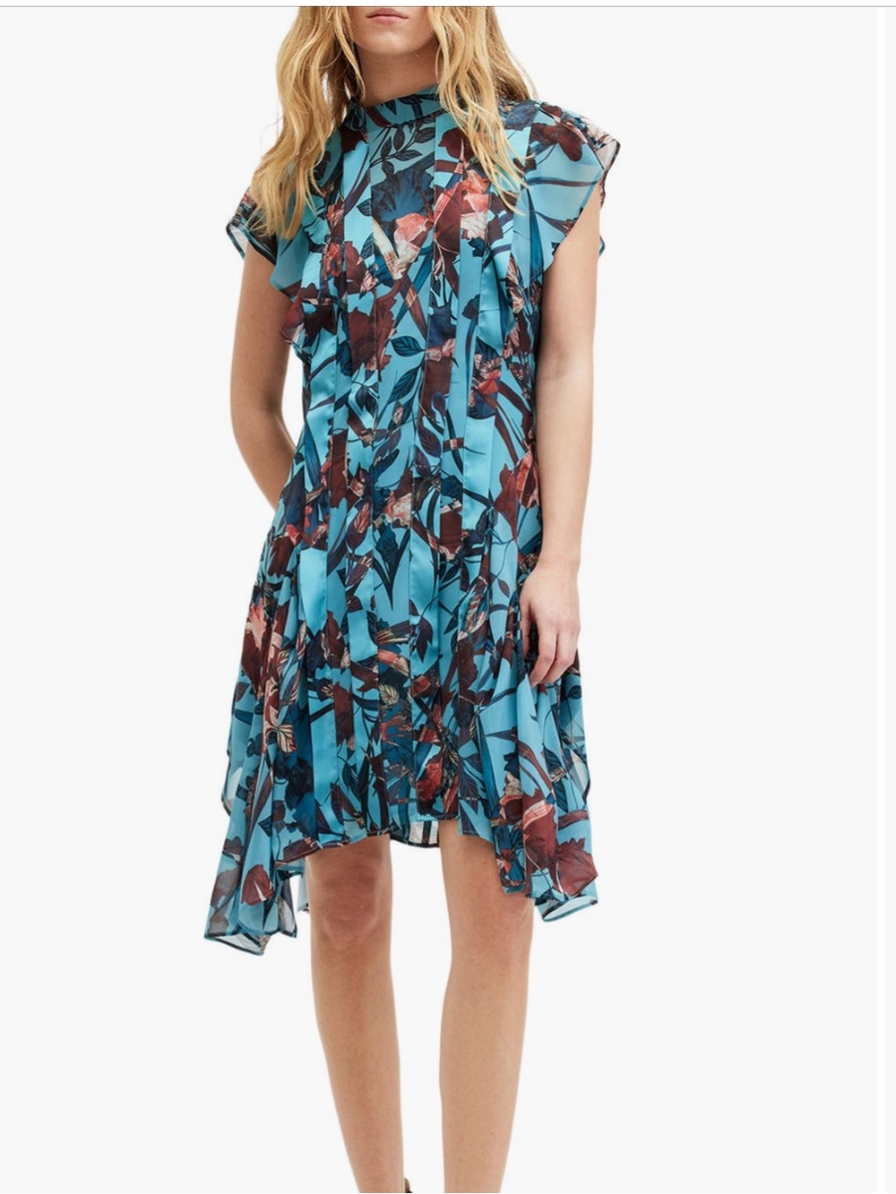 AllSaints . Fleur Batu Floral Handkerchief Hem Dress . Sz.2 / XS 🩵